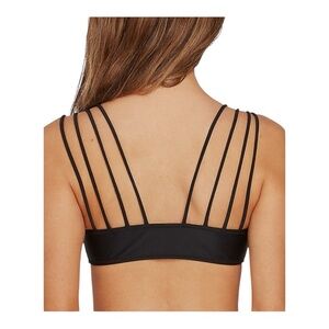 Volcom Simply Solid V-Neck Strappy Bikini Swim Top -Black S